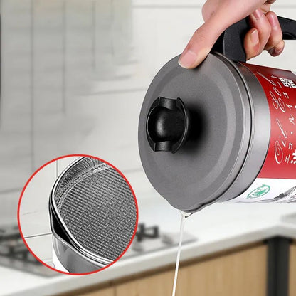Easy Kitchen Oil Filter Pot Oil Strainer Pot Stainless Steel Grease Strainer