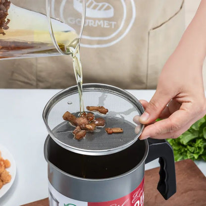 Easy Kitchen Oil Filter Pot Oil Strainer Pot Stainless Steel Grease Strainer