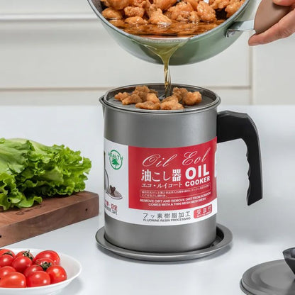 Easy Kitchen Oil Filter Pot Oil Strainer Pot Stainless Steel Grease Strainer