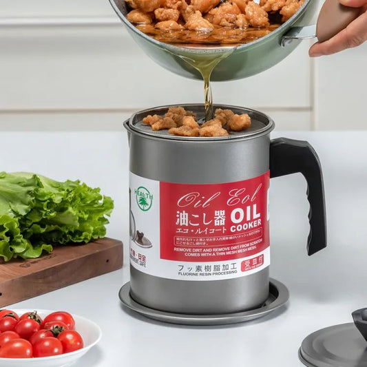 Easy Kitchen Oil Filter Pot Oil Strainer Pot Stainless Steel Grease Strainer