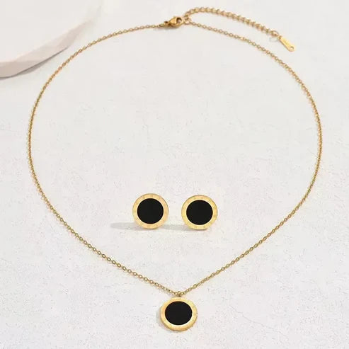 Stainless Steel Golden Earrings &amp; Necklace Set
