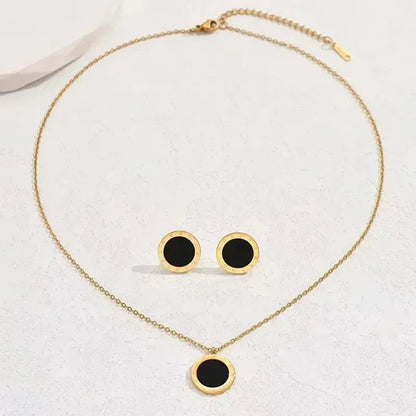 Stainless Steel Golden Earrings &amp; Necklace Set
