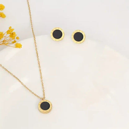 Stainless Steel Golden Earrings &amp; Necklace Set