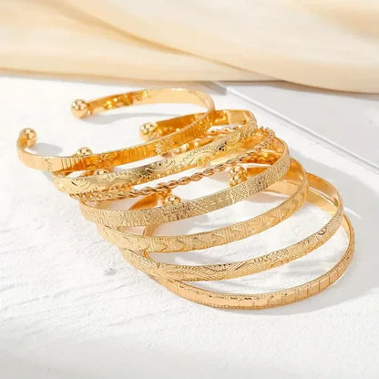 7-Piece Women's Vintage Style Open Cuff Bracelet