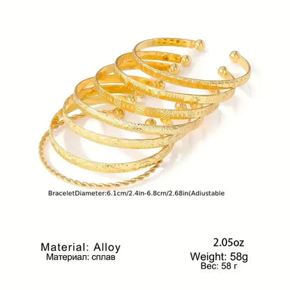 7-Piece Women's Vintage Style Open Cuff Bracelet