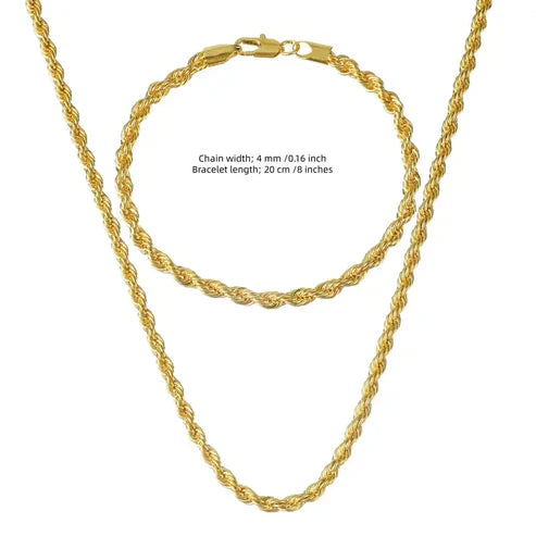 (Necklace + Bracelet) New Luxury Men And Women 18-karat Golden.
