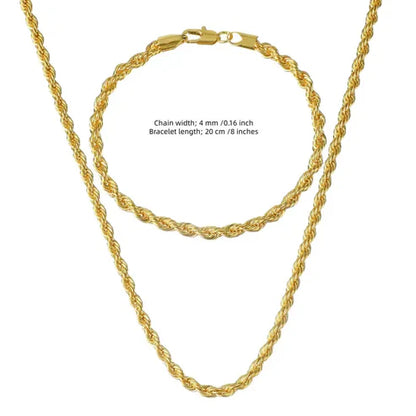 (Necklace + Bracelet) New Luxury Men And Women 18-karat Golden.