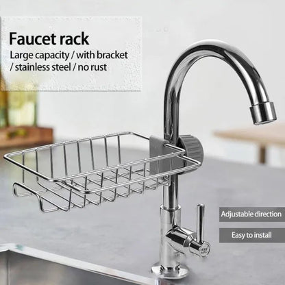 Kitchen Stainless Steel Sink Drain Rack Sponge Holder